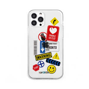 ROA iPhone 13 Pro 3眼 ソフトクリアケース　TAG STICKER Warning Dparks DS21176I13P