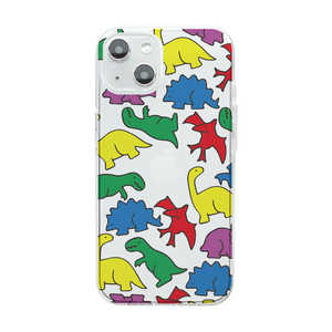 ROA iPhone 14 6.1インチ ソフトクリアケース カラフルザウルス Dparks DS24127I14 ROA iPhone 14 6.1インチ ソフトクリアケース カラフルザウルス Dparks DS24127I14