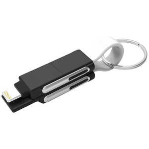 GWORKER Tuna ストラップ型 6in1 通信・充電ケーブル 黒×ホワイト GWC-6S3BW
