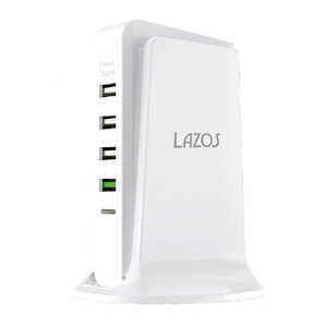 LAZOS AC充電器 5口40W USB-A×4 C×1 PD対応 L-PD1U4-W