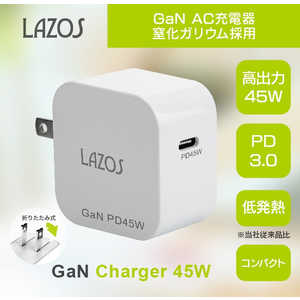 リーダーメディアテクノ 窒化ガリウム採用 GaN AC充電器 45W ［1ポート / USB Power Delivery対応 / GaN(窒化ガリウム) 採用］ LACG45W
