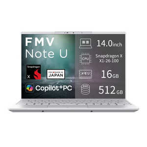 �x�m�� FUJITSU FMV Note U [ 14�^ / Win11 Home / Snapdragon X / ������16GB / SSD512GB / M365 or Office �I���\ ] �V���o�[�z���C�g FMVUQSL1WA