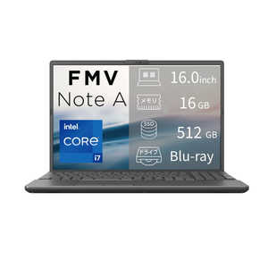 �x�m�� FUJITSU FMV NoteA �m16.0�^ / Win11 Home / intel Core i7 / �������F16GB / SSD�F512GB / 2026�N6�����f���n �u���C�g�u���b�N FMVA77L2BA