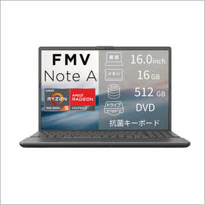 �x�m�� FUJITSU FMV NoteA �m16.0�^ / Win11 Home / AMD Ryzen 5 / �������F16GB / SSD�F512GB / 2026�N6�����f���n �u���C�g�u���b�N FMVA53L2BB