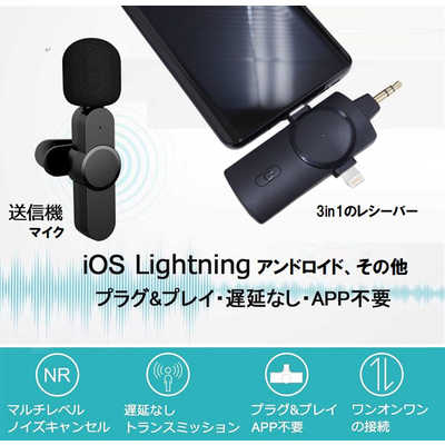ROYALMONSTER RM スマートフォン用ワイヤレスマイク(3in1) BK RM ROYALMONSTER RM スマートフォン用ワイヤレスマイク(3in1) BK RM