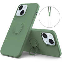 ROYALMONSTER iPhone 15 シリコン製ケース リング付(ネイビーブルー