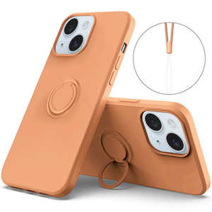 ROYALMONSTER iPhone 15 Plus シリコン製ケース リング付(オレンジ) OR RM-15PLSili-OR
