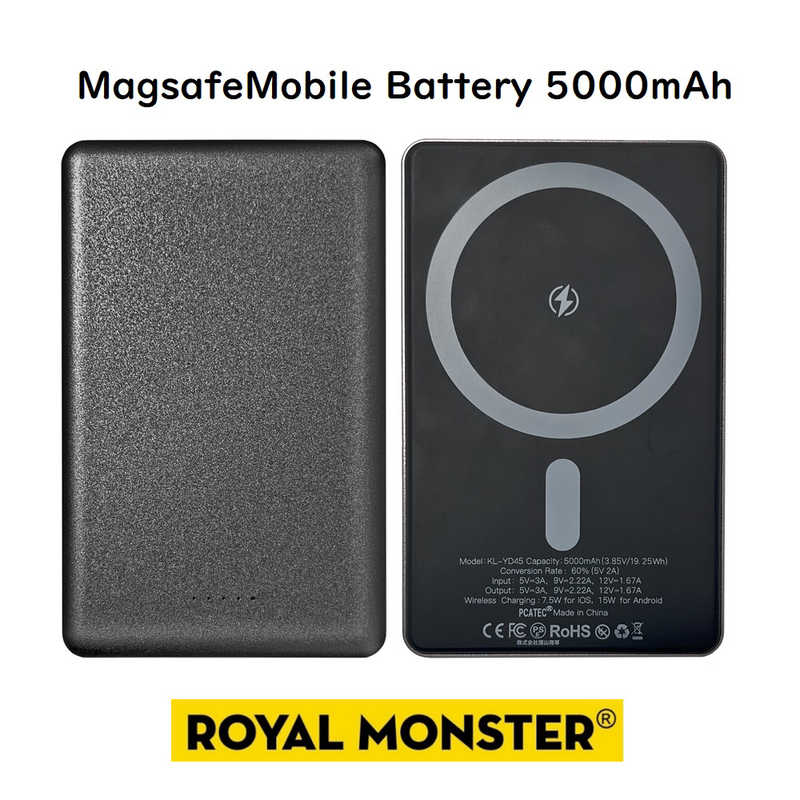 ROYALMONSTER ROYALMONSTER MagSafe対応モバイルバッテリー 5000mAh ［USB Power Delivery対応 /1ポート］ BK RM-1853BK RM-1853BK
