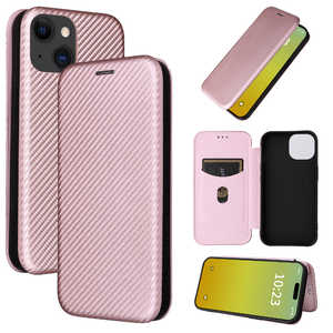 ROYALMONSTER iPhone 15 カーボンファイバー手帳型ケース PK RM-5375PK ROYALMONSTER iPhone 15 カーボンファイバー手帳型ケース PK RM-5375PK