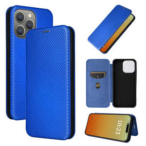ROYALMONSTER iPhone 15 Pro Max カーボンファイバー手帳型ケース BL RM-5375PM-BL ROYALMONSTER iPhone 15 Pro Max カーボンファイバー手帳型ケース BL RM-5375PM-BL