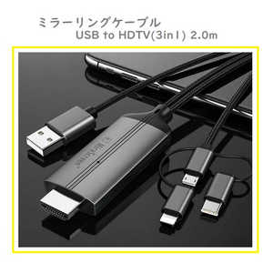 ROYALMONSTER ミラーリングケーブル USB to HDTV(3in1) 2.0m RM-2835CABLE ROYALMONSTER ミラーリングケーブル USB to HDTV(3in1) 2.0m RM-2835CABLE