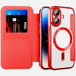 ROYALMONSTER iPhone16 MagSafe対応 手帳型ケース RD RM-16MG-RD ROYALMONSTER iPhone16 MagSafe対応 手帳型ケース RD RM-16MG-RD