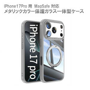 ROYALMONSTER iPhone 17Pro MagSafe�Ή� ���^���b�N�J���[ �ی�K���X��̌^�P�[�X �O���[ RM8292-17M-GL