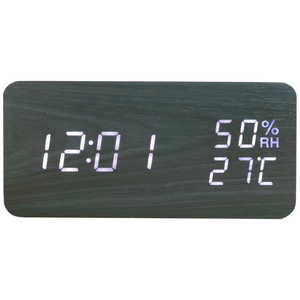 トランスヨーロッパコーポレーション 木目クロック/時計/日にち/温度/アラーム/音反応/白文字/USB電池/MDFPVC素材 7cm×15cm×4cm ［デジタル］ CYP015