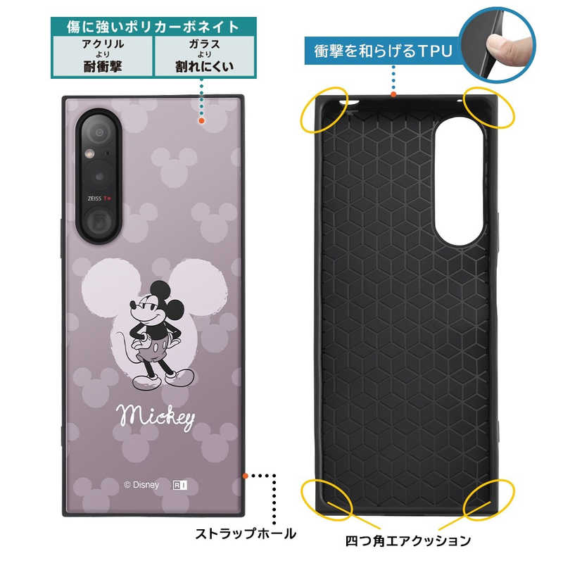 INGREM INGREM Xperia 1 V 『ディズニーキャラクター』耐衝撃ハイブリッドケース ミニーマウス ピンク IQDXP1M5K3TBMN15 IQDXP1M5K3TBMN15