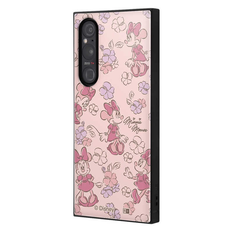 INGREM INGREM Xperia 1 V 『ディズニーキャラクター』耐衝撃ハイブリッドケース ミニーマウスとお花の総柄 IQDXP1M5K3TBMN21 IQDXP1M5K3TBMN21
