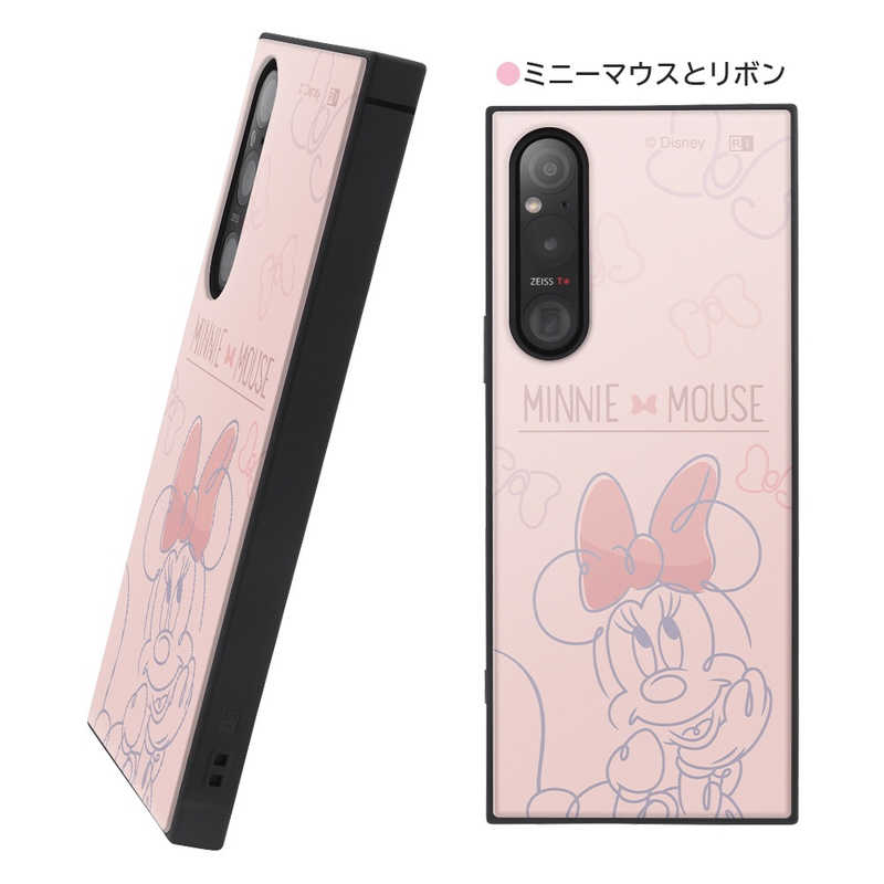 INGREM INGREM Xperia 1 V 『ディズニーキャラクター』耐衝撃ハイブリッドケース ミニーマウスとお花の総柄 IQDXP1M5K3TBMN21 IQDXP1M5K3TBMN21