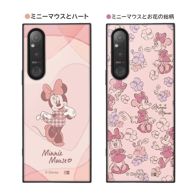 INGREM INGREM Xperia 1 V 『ディズニーキャラクター』耐衝撃ハイブリッドケース ミニーマウスとお花の総柄 IQDXP1M5K3TBMN21 IQDXP1M5K3TBMN21