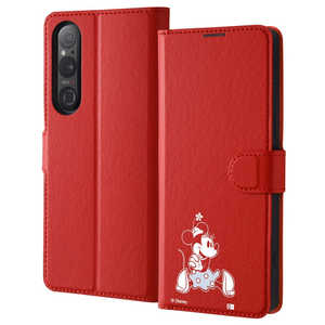INGREM Xperia 1 V 『ディズニーキャラクター』耐衝撃 手帳型レザーケースマグネット ミニーマウス sitting IJDXP1M5ELC1RMN12