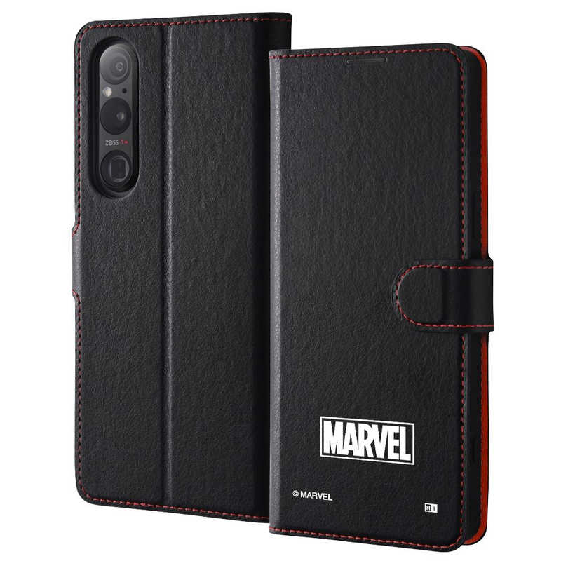 INGREM INGREM Xperia 1 V 『マーベル』耐衝撃 手帳型レザーケースマグネット マーベルロゴ 3 IJ-DMXP1M5ELC1BR/MV5 IJ-DMXP1M5ELC1BR/MV5