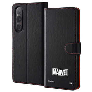 INGREM Xperia 1 V 『マーベル』耐衝撃 手帳型レザーケースマグネット マーベルロゴ 3 IJ-DMXP1M5ELC1BR/MV5
