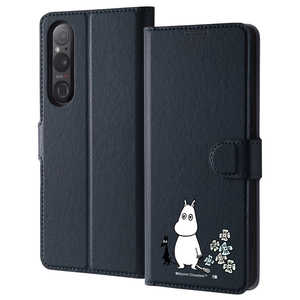 INGREM Xperia 1 V 『ムーミン』耐衝撃 手帳型レザーケースマグネット ムーミンとお花 IJ-AXP1M5ELC1DN/MT46