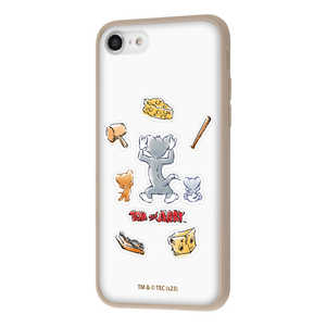 INGREM iPhone SE(第3/2世代)/ 8 / 7 『トムとジェリー』 マットハイブリッドケース SHEER トムジェリとタフィー ステッカー風 IJ-WP34BS4WBE/TJ52