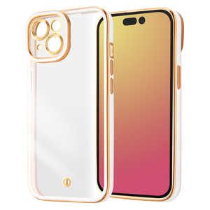 INGREM iPhone 15 モデル TPUソフトケース メタリック LUSTANT ホワイト/ゴールド IS-P41PFC4/WG