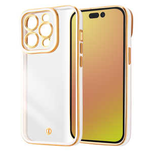 INGREM iPhone15 Pro TPUソフトケース メタリック LUSTANT ホワイト/ゴールド ISP42PFC4WG