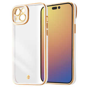 INGREM iPhone15 Plus TPUソフトケース メタリック LUSTANT ホワイト/ゴールド ISP43PFC4WG