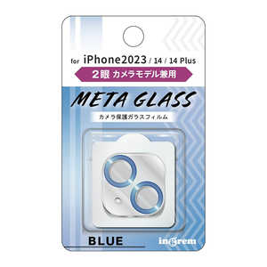 INGREM iPhone15/14/14 Plus ガラスフィルム カメラ メタリック 10H ブルー INP4143FGCAMA