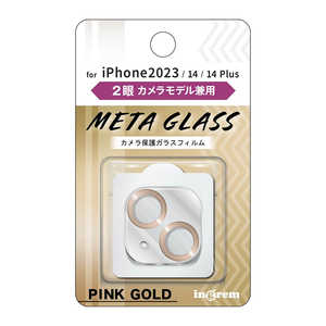 INGREM iPhone15/14/14 Plus ガラスフィルム カメラ メタリック 10H ピンクゴールド INP4143FGCAMPG