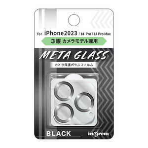 INGREM iPhone15 Pro/Ultra/14 Pro/14 Pro Max ガラスフィルム カメラ メタリック 10H ブラック INP4244FGCAMB