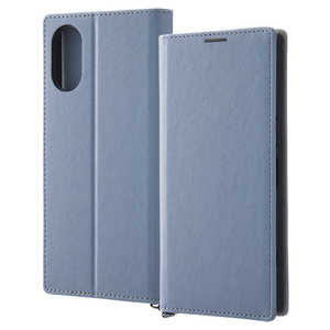 INGREM Xperia 5 V 耐衝撃 手帳型レザーケース KAKU Durable ブルー/ライトグレー IN-RXP5M5TBC9/AGR