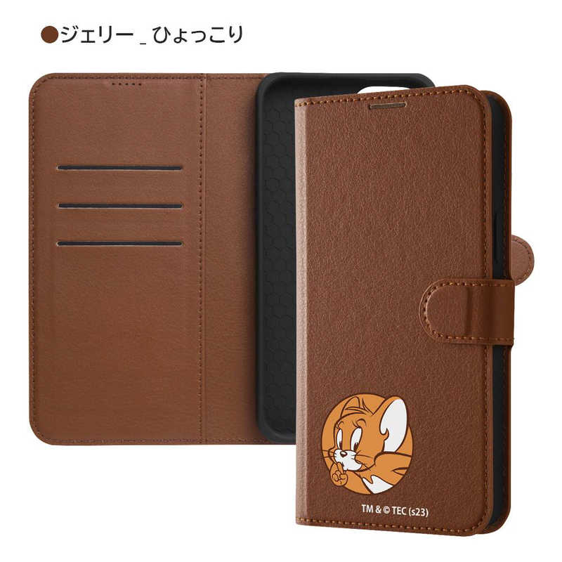INGREM INGREM iPhone15 Plus トムとジェリー 手帳型レザーケース シンプル マグネット ジェリー ひょっこり IJWP43ELC1DKTJ56 IJWP43ELC1DKTJ56