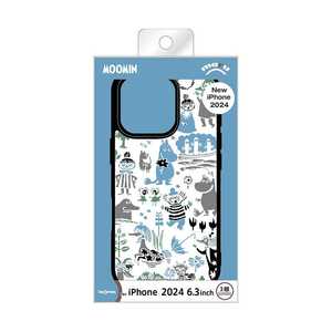 INGREM iPhone 16 Pro(6.3インチ) ムーミン/ maru 衝撃吸収 バンパー ハイブリッドケース/ イングレム IQ-AP47K4TB/MT014