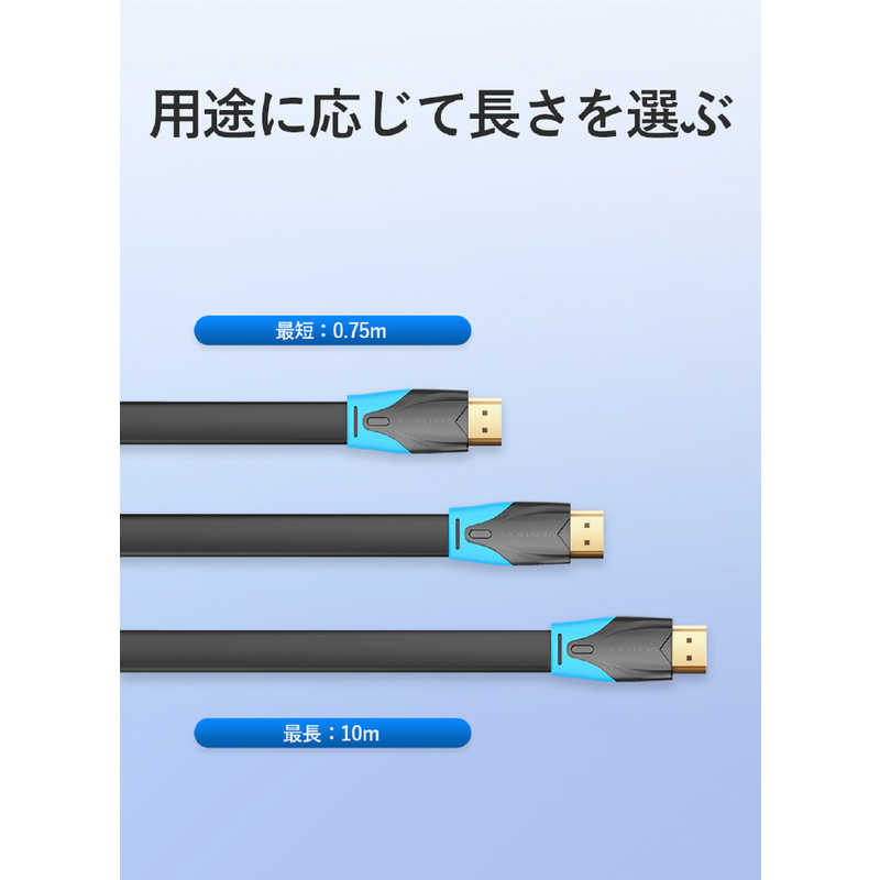 VENTION VENTION HDMIケーブル 0.75m 4K対応 フラットタイプ ［1m /HDMI⇔HDMI /フラットタイプ /イーサネット対応］ VA-0744 VA-0744