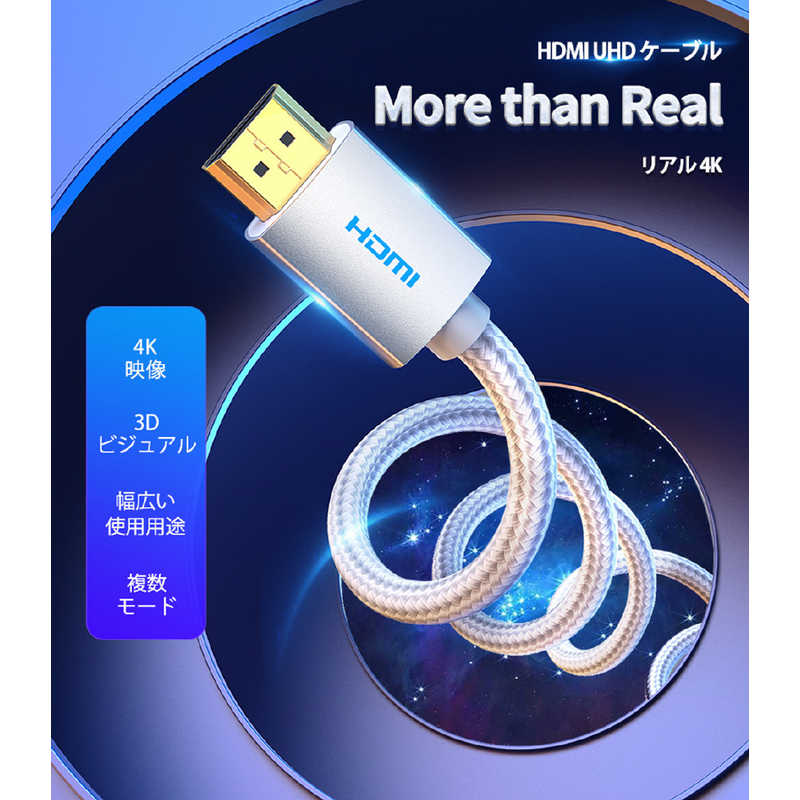 VENTION VENTION 0.75m HDMIケーブル コットン編み メタルタイプ ［0.75m /HDMI⇔HDMI /スタンダードタイプ /イーサネット対応］ シルバーグレー AA-0904 AA-0904