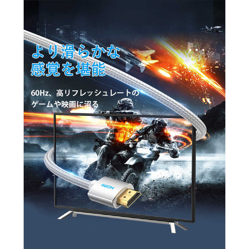 VENTION VENTION 0.75m HDMIケーブル コットン編み メタルタイプ ［0.75m /HDMI⇔HDMI /スタンダードタイプ /イーサネット対応］ シルバーグレー AA-0904 AA-0904