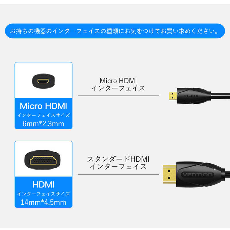 VENTION VENTION 1.0m micro HDMIケーブル ［1m /HDMI⇔MicroHDMI /イーサネット対応］ VA-1666 VA-1666