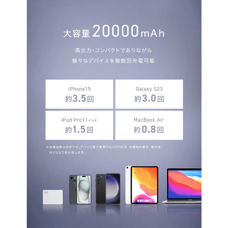 CIO CIO モバイルバッテリー SMARTCOBY TRIO 20000mAh ケーブル長： 50cm ［3ポート］ CIO-MB67W2C1A-20000-WH CIO-MB67W2C1A-20000-WH