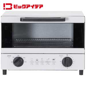 ビックアイデア 温度調節機能付きオーブントースター 980W/食パン2枚 ホワイト BIM-OTC01