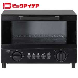 ビックアイデア 温度調節機能付きオーブントースター 980W/食パン2枚 ブラック BIM-OTC01