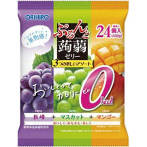 オリヒロプランデュ ぷるんと蒟蒻ゼリー大袋 巨峰+マスカット+マンゴー 18g×24個 オリヒロプランデュ ぷるんと蒟蒻ゼリー大袋 巨峰+マスカット+マンゴー 18g×24個