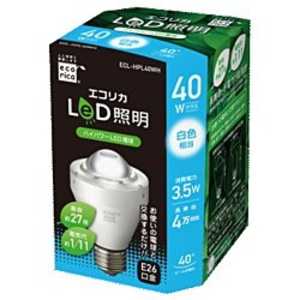 エコリカ LED電球(一般電球形・全光束200lm/白色・E26) ECL-HPL40WH E26/N/40W ECLHPL40WH
