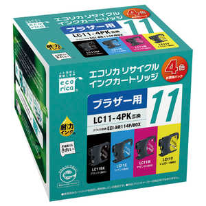 エコリカ LC114PK互換ブラザー用リサイクルインクカートリッジ ECI-BR114P/BOX (4色パック)