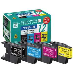 エコリカ ブラザー LC12-4PK(4色) 互換リサイクルインクカートリッジ ECI-BR124P/BOX