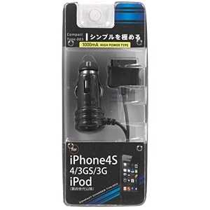 オズマ iPhone/iPod対応[Dock] DC充電器 (1m) ブラック IDC-05K