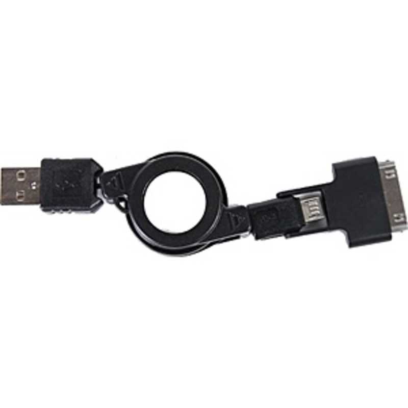最大10%OFFクーポン オズマ micro USB+USB miniB Dock IUCR105K ブラック 正式的 充電USBケーブル リール75cm