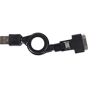 オズマ [micro USB+USB miniB･Dock]充電USBケーブル (リール75cm･ブラック) IUCR105K